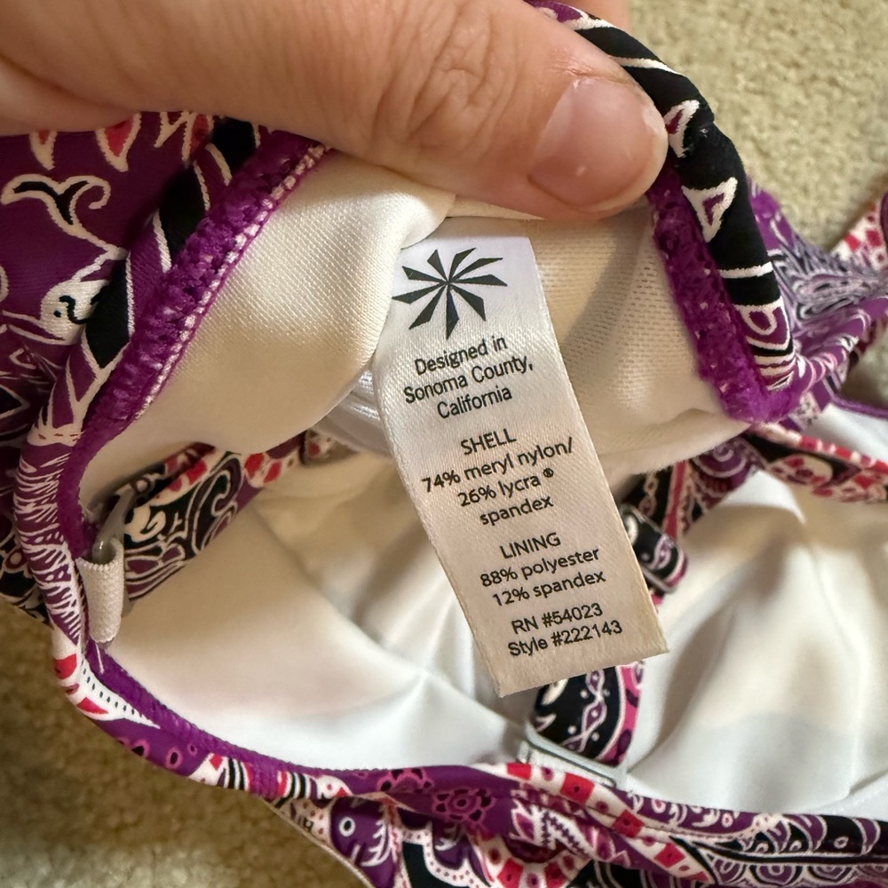 Athleta Women's Purple Paisley Underwire Bathing Suit Two Piece Swim Set Sz M - Picture 7 of 7